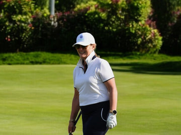 Ladies Merino Golf Polo Top - Ivory with Black Trim