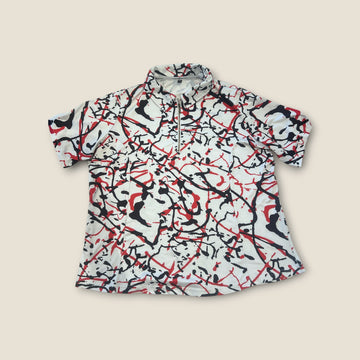 Robbie Brown Golf Polo – White Black & Red Paint Pattern (14)