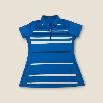 Nancy Lopez Golf Polo – Blue with White Stripe (M)