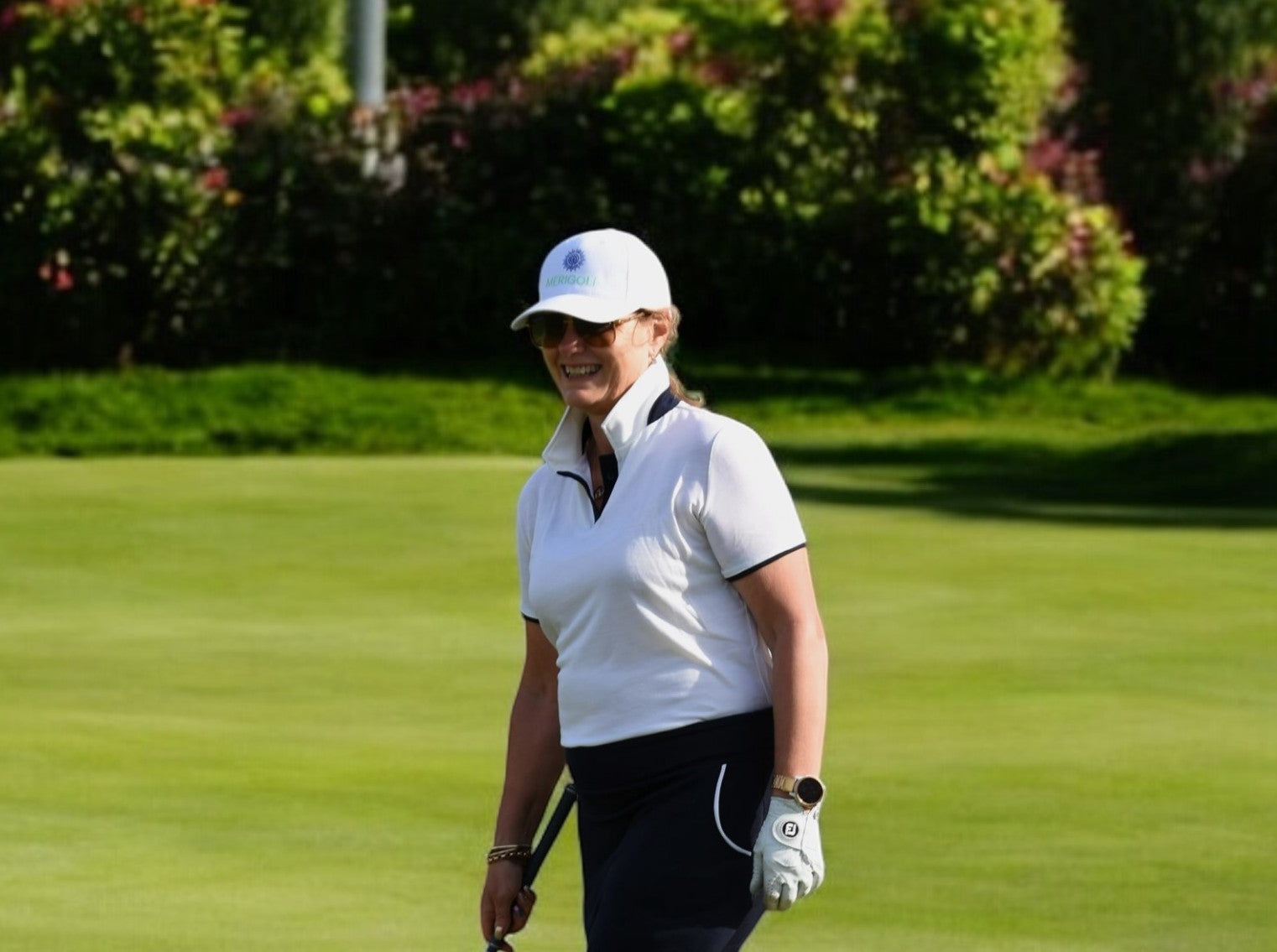 Ladies Merino Golf Polo Top - Ivory with Black Trim