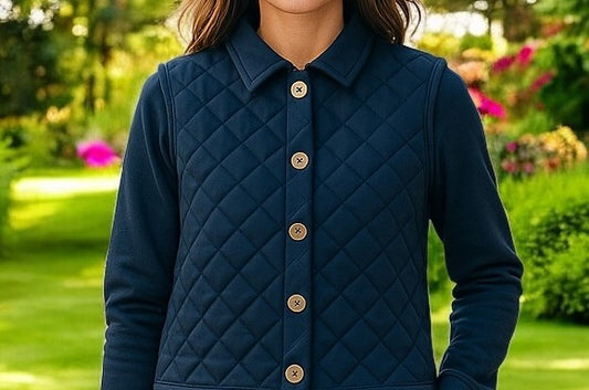 Ladies Quilted Wool Blend Vest - Navy