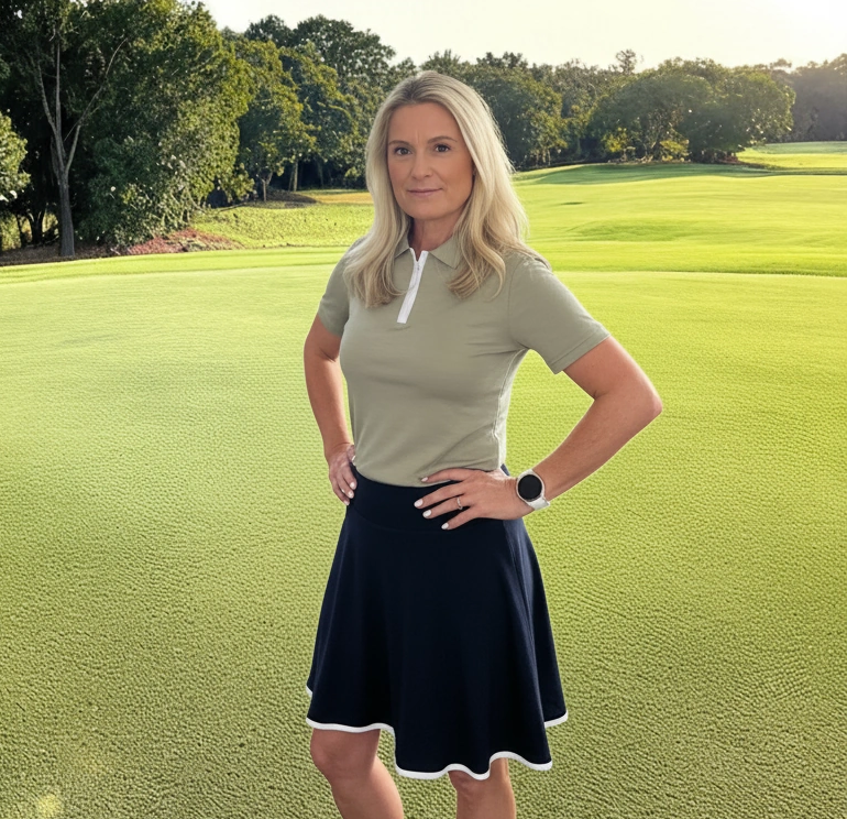 Ladies Merino Golf Skirt with White Trim