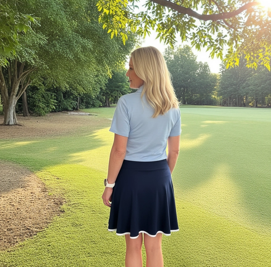 Women's Merino Swing Skirt with White Trim