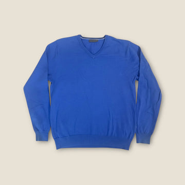 Cross Cornflower Blue V-Neck Jumper (M)