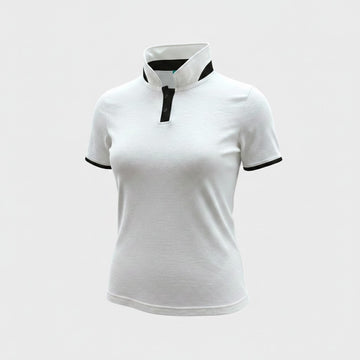 Women's Merino Polo - Ivory & Black