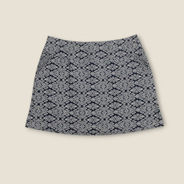Navy Patterned Skirt with Built-In Shorts – (16)