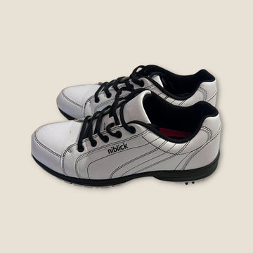 Niblick White Leather Golf Shoes (7)