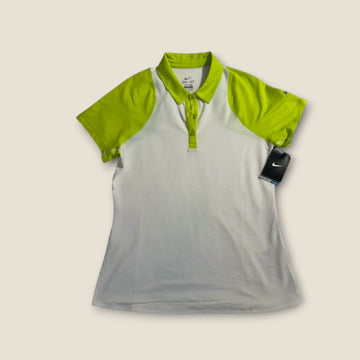Nike Dri-FIT White & Lime Green Polo (L)
