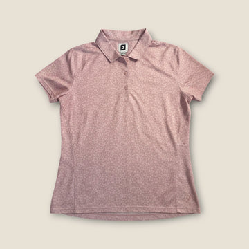 FootJoy Short Sleeve Polo – Pale Pink Leaf Print (L)