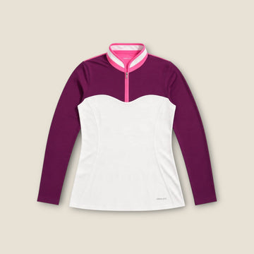 Annika Purple & White Long Sleeve Golf Top (S)