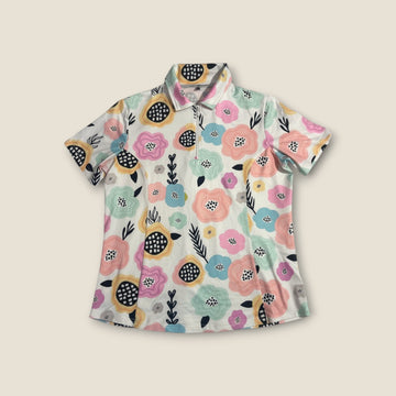 Robbie Brown Floral Polo Top (M)