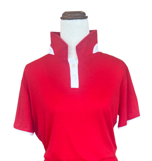 Merino Polo Top - Red