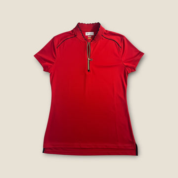 Greg Norman Quarter Zip Polo – Vibrant Red with Navy Trim (S)