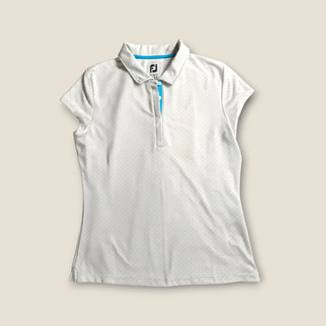 FootJoy Polo – White with Turquoise Spot Print (M)